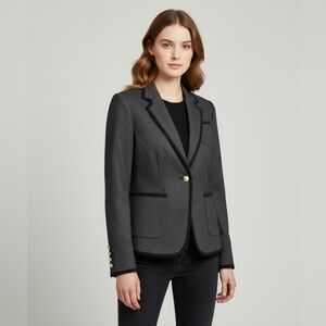 Lord & Taylor Blazer Grey 4 Gold Buttons Preppy Dark Academic Career Classic